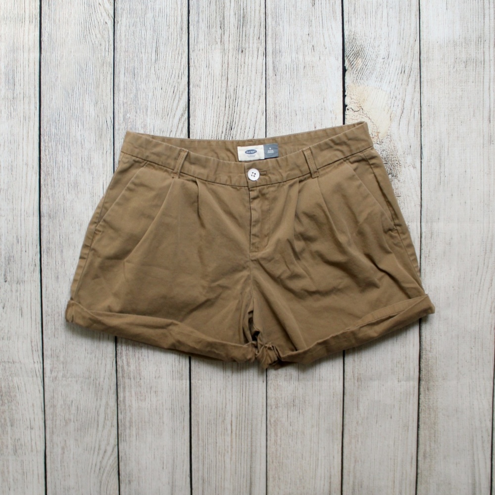 Old Navy Brown Pleated Cuffed Paper Bag Shorts 4
